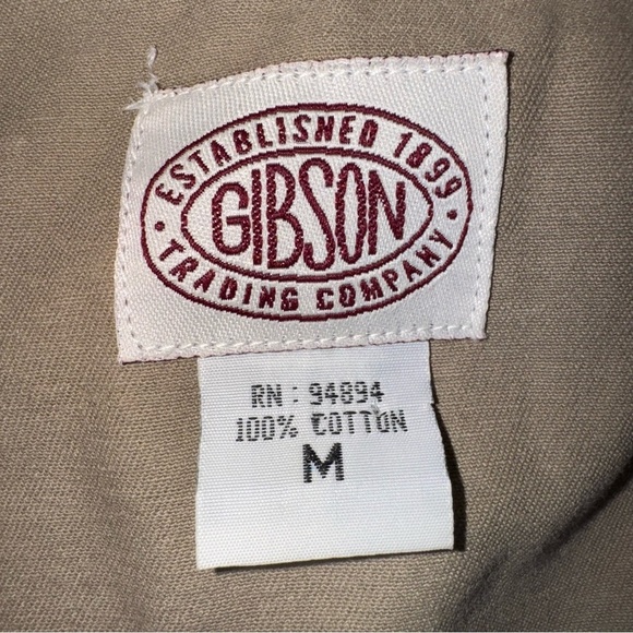 Gibson Men's Western Cowboy Denim Shirt Sz Med Brown/Tan All Cotton Pearl Snaps - Picture 5 of 8
